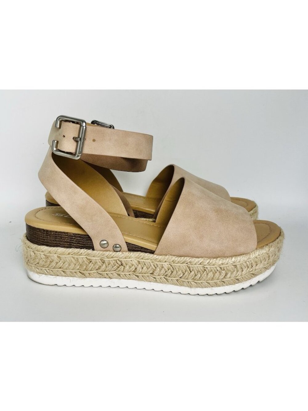 Soda Topic Open Toe Buckle Ankle Strap Platform Espadrilles Casual Sandal 7